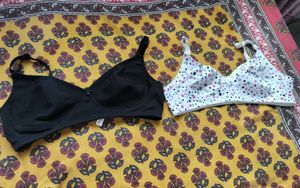 Comfortable 2 Bra Set - Black &amp; White Polka Dot