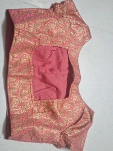 Elegant Red Pink Saree with Golden Border