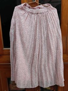 Chic Pink Dotted Pleated Skirt