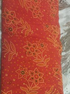 Orange Bandhani Saree