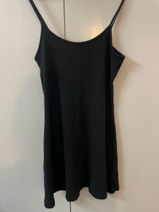 h&m cotton jersey black mini dress
