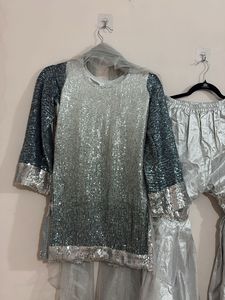 Sparkling Sequined Kurta Set with Sharara