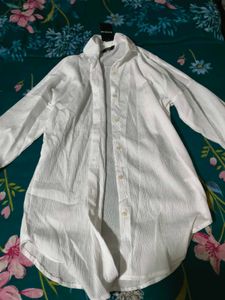 Chic White Textured Button-Up Shirt