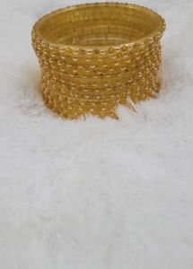 Exquisite Pearl & Gold Bangle Set