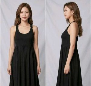 Black Ruffle Hem Midi Dress