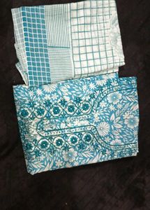 Blue & White Dress Material