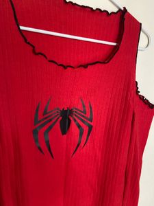 Red Spider Web Cold Shoulder Top