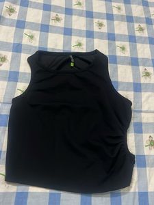 Black Ruched Sleeveless Top