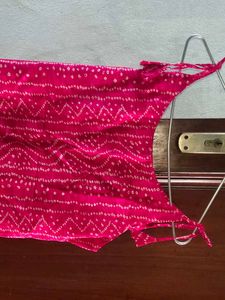 Pink Bandhani Print Sleeveless Top
