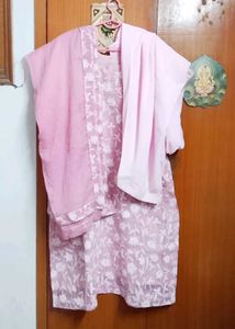 NEW Pink fancy neted Kurta Set with Dupatta