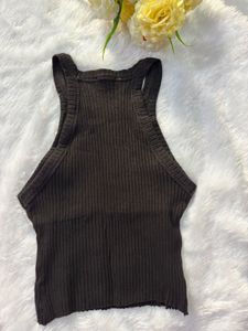Ribbed Black Crop Tank Top