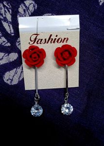 Elegant Rose &amp; Crystal Drop Earrings