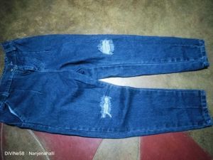 Blue Ripped Mom Fit Jeans