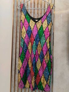 Sparkling Sequin Diamond Pattern Dress