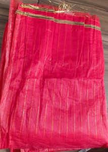 bhaguwa (orange) pagdi cloth with Gold Stripes