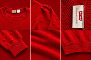 RED TEXTURED KNIT SWEATER