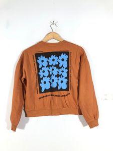 zudio Orange Floral Graphic Sweatshirt