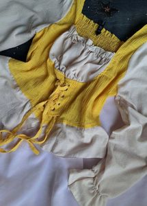 Romantic Vintage Yellow Corset Top