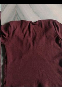 Maroon V-Neck Knit Top