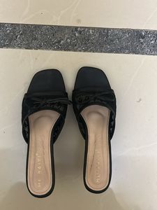 Black Lace Bow Mules