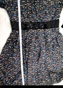 Blue Floral Print A-line Dress