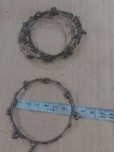 Set of 4 Silver-Tone Bangles with Charms Ghungaroo
