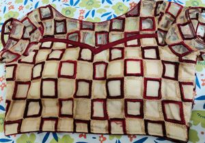Embroidered Checkered Blouse