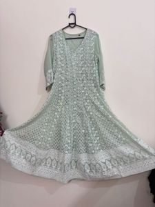 Elegant Mint Green Ethnic Gown