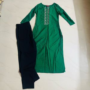 Green Kurta Set with Pants 🖤