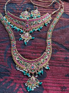 Elegant Gold Plated Kundan Necklace Set