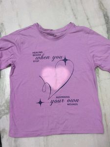 Lavender Graphic Print T-shirt
