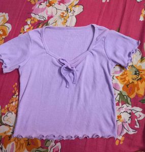 Cute Lavender Tie Front Top