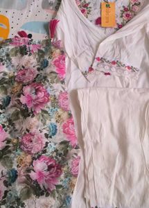 Brand new White Embroidered Kurta Set with tag