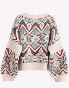 Boho Geometric Print Sweater