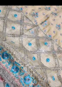 Elegant Cream Kurta with Blue Floral Print