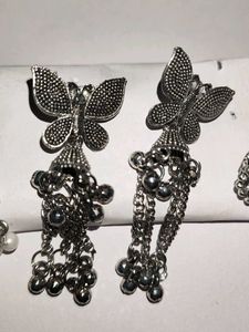 Oxidised Silver Butterfly Jhumka &amp; Statement Earri