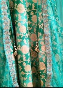 Stunning Green Brocade Ethnic Gown