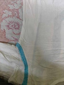 White Kurta with Blue Embroidery
