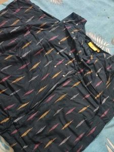 Stylish Black Ikkat Print Kurta