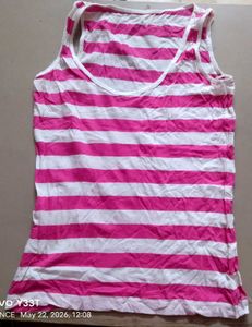 Pink &amp; White Striped Tank Top