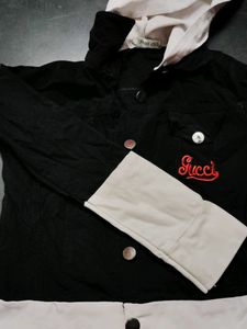 Black White Jacket Crop Top.