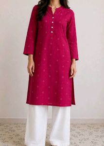 Women's Magenta Printed Straight Kurta