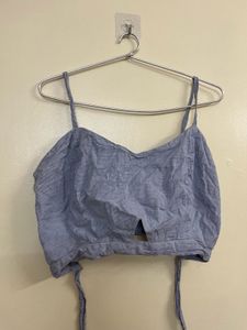 Blue Striped Crop Top