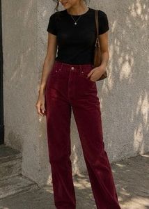 Y2k Chic Burgundy Corduroy Pants
