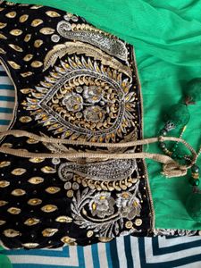 Stunning Green &amp; Black Anarkali Gown