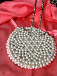 Pearl Beaded Round Handbag