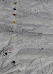 garba skirt White Embroidered Mirror Work Ethnic S