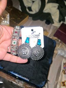 oxidised silver earrings &amp; kada bracelet