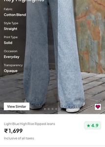 Light Blue High Rise Ripped Jeans