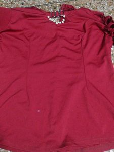 Stylish Red Cut-Out Sleeve Top